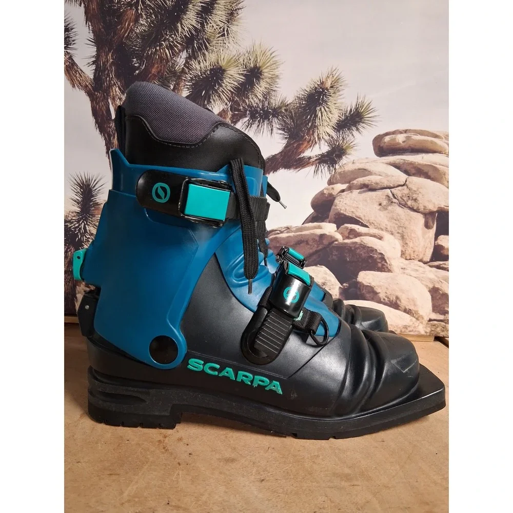 Scarpa T2 Telemark Ski Boots Mens Blue Black Backcountry Touring Size 8 8.5